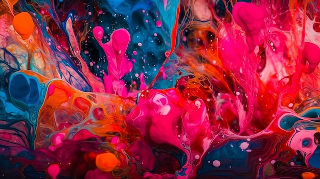 Macro close up di diversi colori vernice a olio acrilico colorato concetto d'arte moderna Ai generato