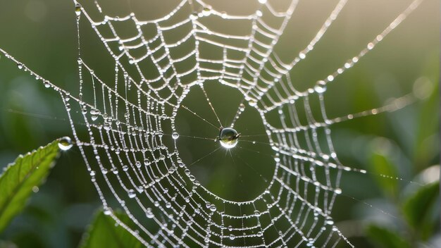 Macro colpo di rugiada sulla rete di ragno