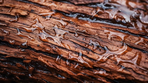 Macro corteccia di sequoia bagnata con gocce d'acqua Creato con strumenti di intelligenza artificiale generativa