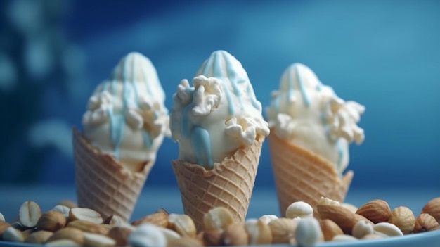 Macro delizioso gelato alla vaniglia che si scioglie AI Immagini generate