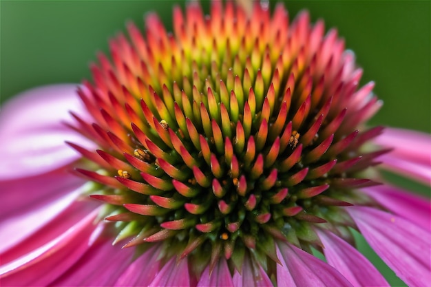 Macro di bellissimi fiori di echinacea rosa petalo con punte di sedano verde Contenuti generati dall'intelligenza artificiale