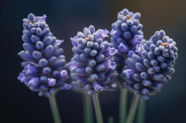 Macro di fiori di lavanda viola su sfondo scuro