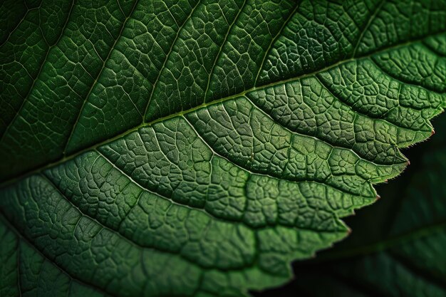 Macro di foglie verdi generato da AI