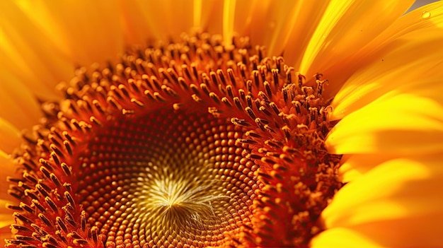 Macro di girasole vivace ed energica