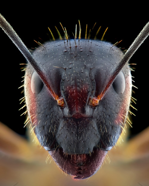 Macro faccia formica rossa