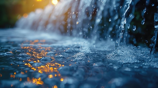 Macro foto di gocce d'acqua su una diga idroelettrica tema natura pacifica