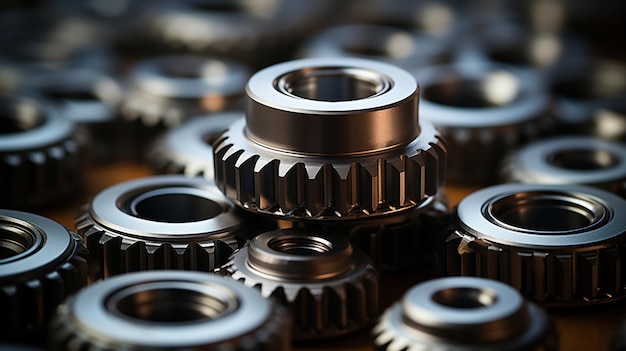 Macro Glimpse of Metallic Cogs and Gear Teeth