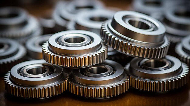 Macro Glimpse of Metallic Cogs and Gear Teeth