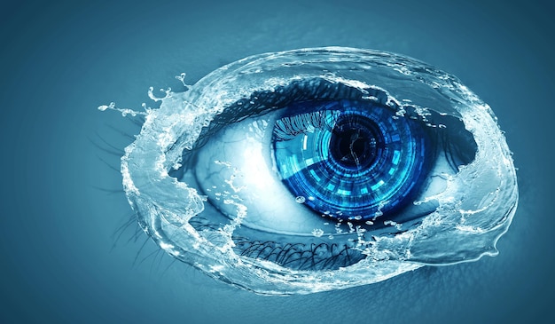 Macro immagine dell'occhio umano. Tecnica mista