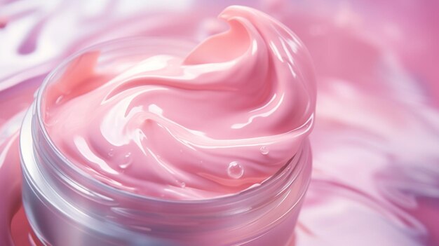 Macro jib shot di vetro rosa è stato rimosso dalla crema cosmetica rosa crema per la cura del corpo commerciale