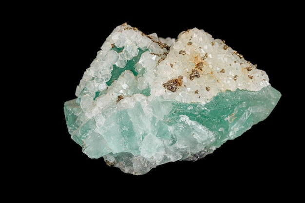 Macro minerale di pietra Fluorite su sfondo nero