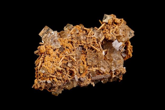 Macro minerale di pietra Fluorite su sfondo nero