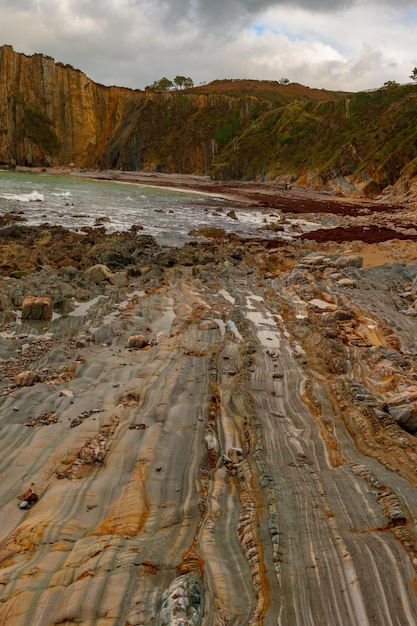 Macro paesaggi a playa del silencio sulla costa asturiana spagna