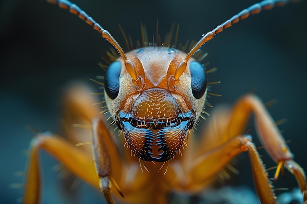 Macro shot di bug con occhi blu AI generativa