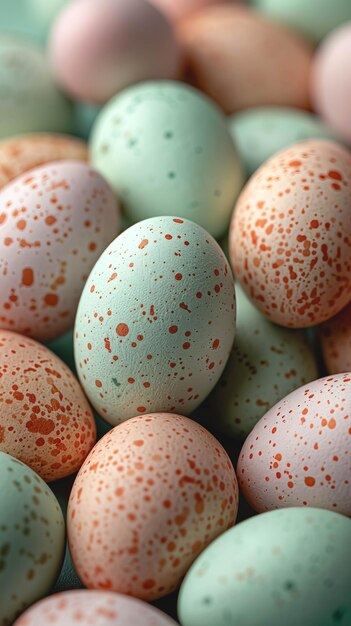 Macro shot di uova di Pasqua color pastello