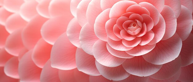 Macro vivido della fioritura della camelia che mostra petali delicati e consistenza Closeup del fiore di camelia rosa che evidenzia dettagli intricati AI Generative