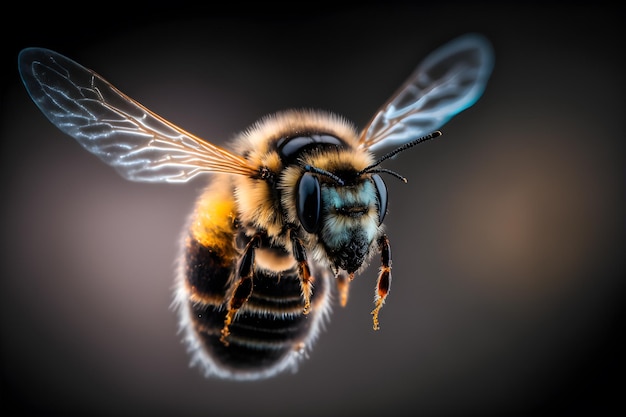 Macrofotografia del volo delle api