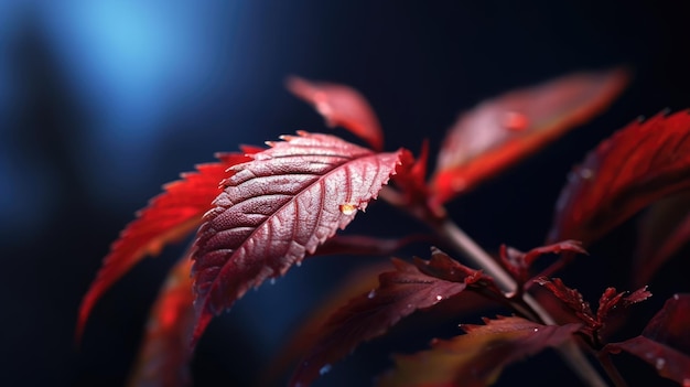 Macrofotografia di foglie rosse Weber di immagini AI generative