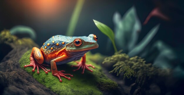 Macrofotografia in una giungla di una rana dagli occhi rossi