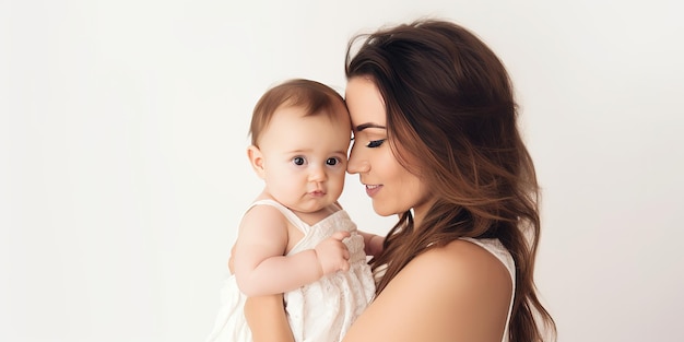 madre e bambino su sfondo bianco