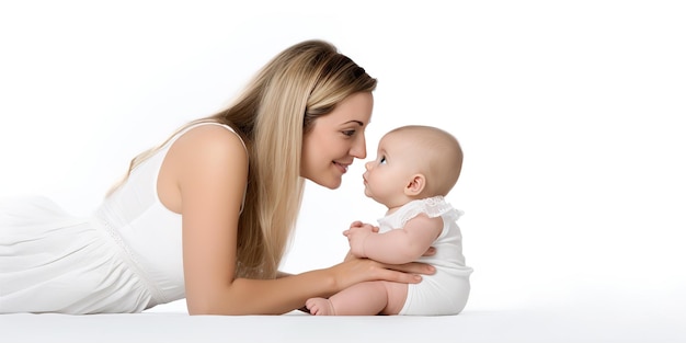 madre e bambino su sfondo bianco