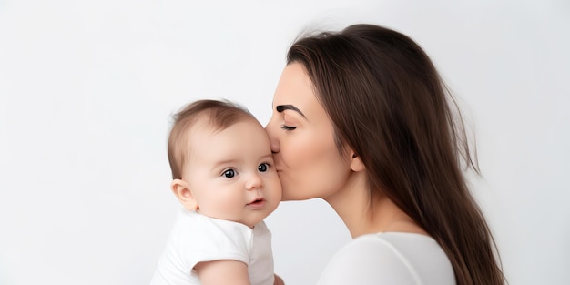 madre e bambino su sfondo bianco