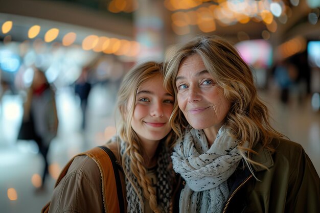 Madre e figlia al centro commerciale AI generativa