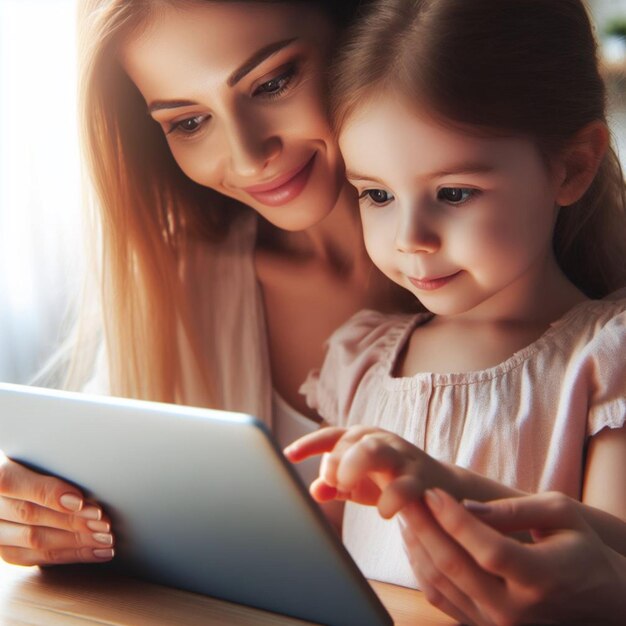 Madre e figlia alla ricerca di un tablet digitale