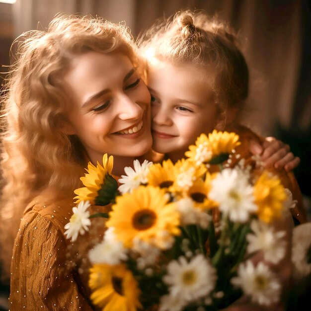 madre felice e figlia carina sono innamorate