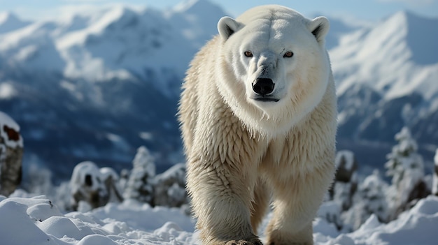 Maestà artica orso polare nella foresta di neve