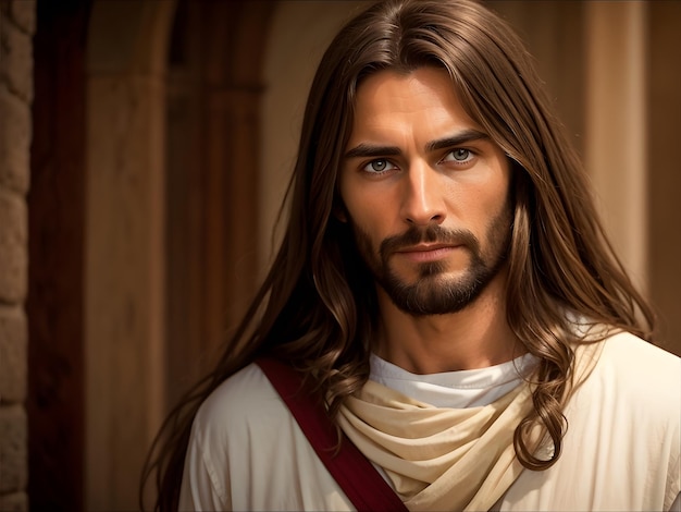 Maestà divina Ritratto affascinante di Gesù che irradia grazia e compassione