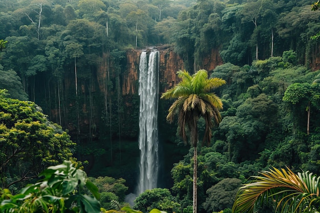 Maestosa cascata in mezzo al fogliame rigoglioso della giungla