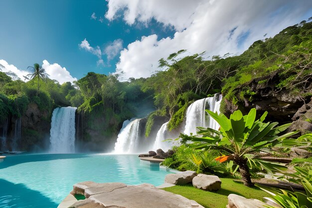 Maestosa cascata nel paesaggio della foresta tropicale