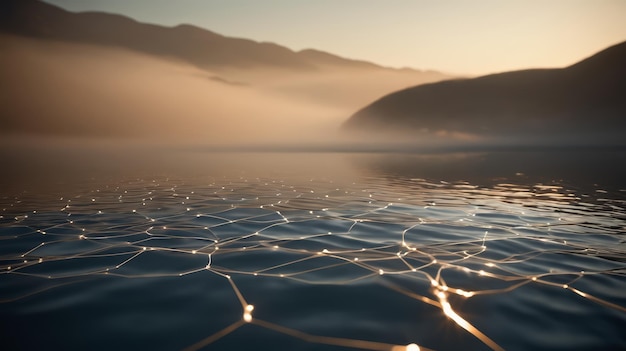 Maestosa montagna che si affaccia su un corpo d'acqua