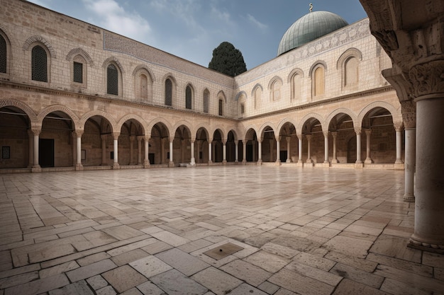 Maestosa Moschea Al Aqsa incantevole aura notturna generativa IA