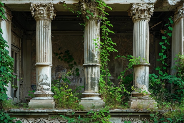 Maestose colonne antiche vecchia foresta Generate Ai