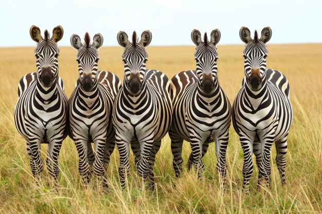 Maestose savane africane gruppi bassi di zebre generano ai
