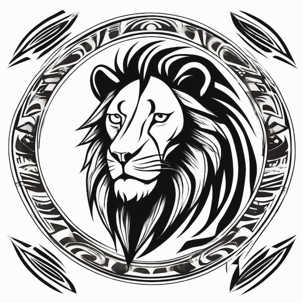 Maestoso logo tribale del leone Design creativo dell'emblema della fauna selvatica