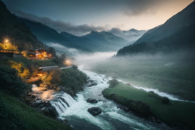 Maestoso paesaggio montano La bellezza della natura in campagna