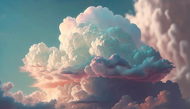 Maestoso panorama di nuvole in colori pastello Splendide nuvole intricate IA generativa
