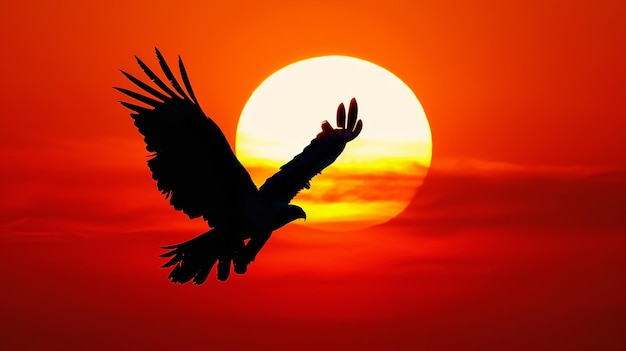 Maestoso Raptor Silhouette Primo piano di un uccello da preda contro un cielo luminoso