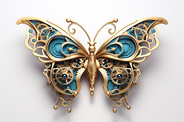 Magia Steampunk Fantasy farfalla elemento di design isolato AI generativa