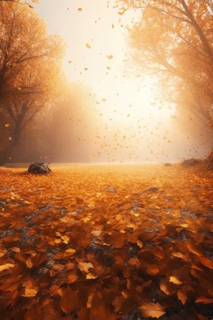 Magic Autumn Fall Background Illustrazione AI GenerativexA