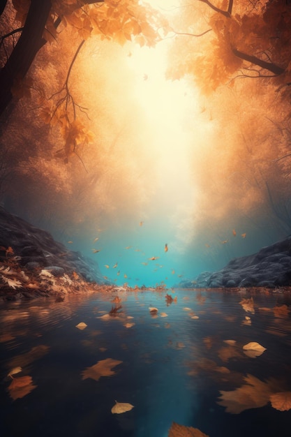 Magic Autumn Fall Background Illustrazione AI GenerativexA