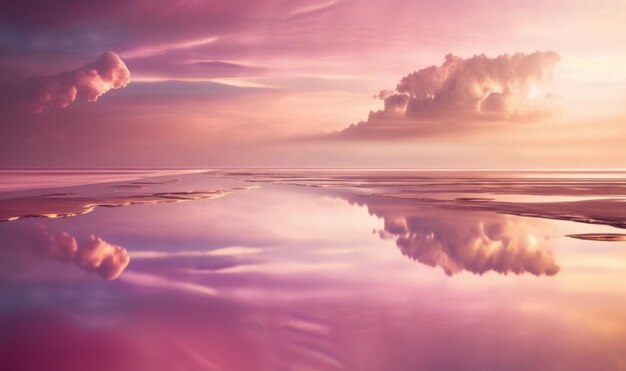 Magica vista sul mare dell'alba con cielo colorato e morbido sfondo naturale