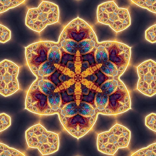 Magico mandala mistico Frattale geometrico esoterico Sfondo caleidoscopico