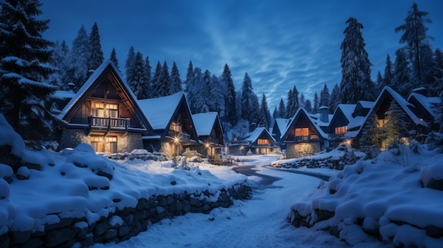 Magico Paese delle Meraviglie al Villaggio di Babbo Natale Una foto minimalista e trasparente 16k Hd