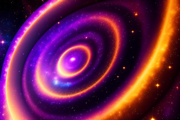 Magico viola oro e nero vorticoso polvere di fata a spirale Design spaziale Galaxy