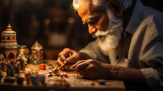 Magistrale artista indiano in miniatura