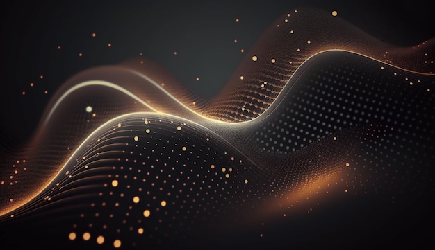 Maglia astratta futuristica Wave con la connessione di punti e linee Rendering 3D